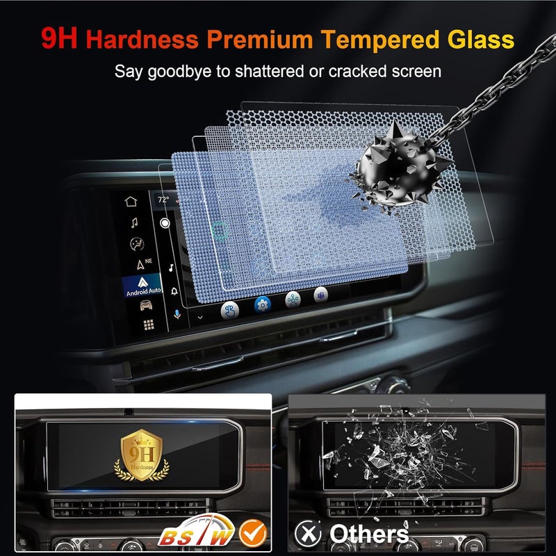 BSTW for 2025 Jeep Wrangler Screen Protector 2024 2025 Wrangler JL Sport S Willys Sahara Rubicon X High Altitude 4xe Uconnect 5 12.3-in Touchscreen Tempered Glass Protective Film - Image 4